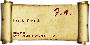 Feik Anett névjegykártya